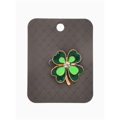 Брошь «Клевер», бело-зелёная в золоте