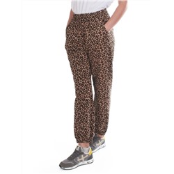 9001 LEOPARD/BROWN Брюки спортивные женские (95% хлопок, 5% спандекс)