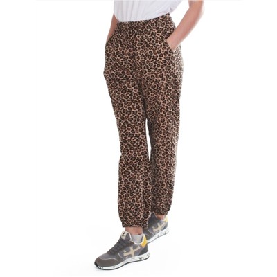9001 LEOPARD/BROWN Брюки спортивные женские (95% хлопок, 5% спандекс)
