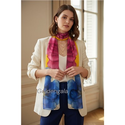 Шарф шифоновый с цветочным рисунком 3D Арт М52/11