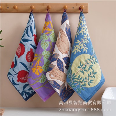 Zhiyang towel Korean Buddha jacquard four-layer cotton gauze large square towel wipe hand towel kitchen towel factory price wholesale
