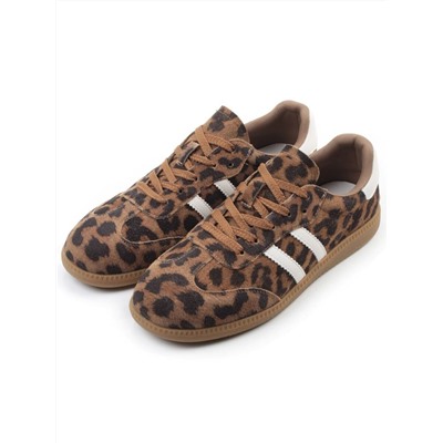 03-270-6PC LT. BROWN/LEOPARD Кеды женские (натуральная кожа)