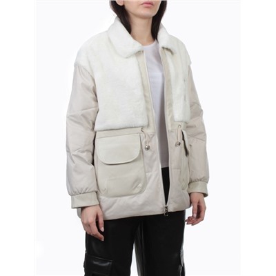 H24-223 LT. BEIGE Куртка демисезонная женская (100 гр. холлофайбер)