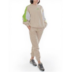 3160/3161 BEIGE/LT. GREEN Костюм спортивный женский (95% хлопок, 5% эластан)