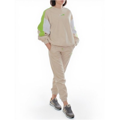 3160/3161 BEIGE/LT. GREEN Костюм спортивный женский (95% хлопок, 5% эластан)