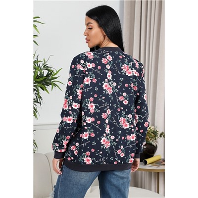 Женская толстовка Бомбер 750 / синий/шиповник