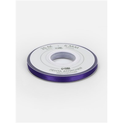 Лента атласная TEIRA, двухсторонняя, 6 мм, 25±1 м, фиолетовая №0470