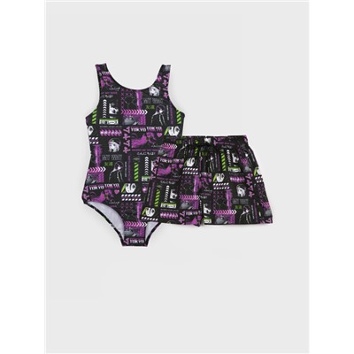 Комплект для девочки: купальник, купальные шорты