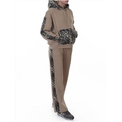 008 BEIGE/LEOPARD Костюм спортивный зимний женский (95% хлопок, 5% полиэстер)