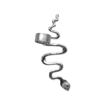 Серьга «Кафф» змея анаконда, цвет серебро