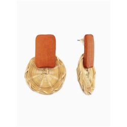 Серьги из дерева «Ваканда», стиль, плетёный диск, бежево-коричневые