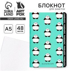 Блокнот А5, 48 л., в точку, обложка софт-тач, Panda