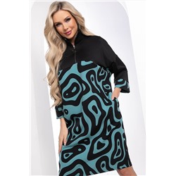 Платье "Эксклюзив" (бирюза/черное) П8328