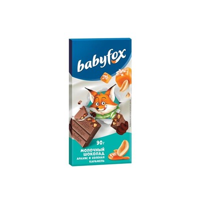 «BabyFox», молочный шоколад с арахисом и солёной карамелью, 90 г