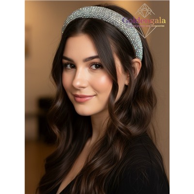 Ободок для волос со стразами объемный Арт ОБ6/003