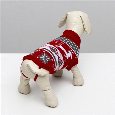 Свитер «Бегущие олени», L (ДС 29, ОШ 29, ОГ 29-49 см), бордовый