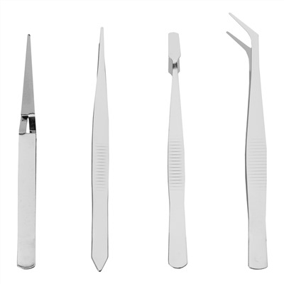 Набор пинцетов из нержавеющей стали, 4 шт, Sparta