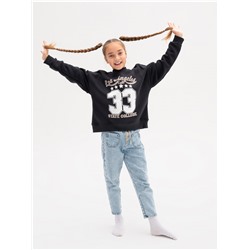 Свитшот "33" детский девочка графит