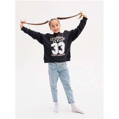 Свитшот "33" детский девочка графит