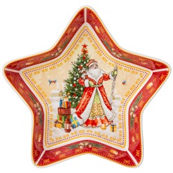 БЛЮДО-ЗВЕЗДА LEFARD "ДЕД МОРОЗ" 17,5*17,5*3,5 СМ КРАСНОЕ (КОР=36ШТ.)