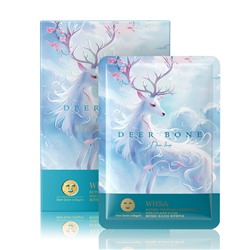 Тканевая маска против морщин с эктоином и коллагеном Whsa Deer Bone Ectoin Vegetable Essence oil, коробка 25 мл×5 шт.