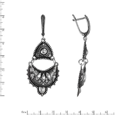 Серьги 'Кокошник' серебряные ИВС.100БК0N