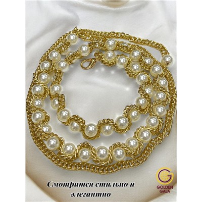 Пояс женский цепочка  с жемчугом модель 14