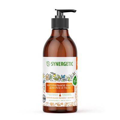 Жидкое мыло Synergetic «Карамельное яблоко и ваниль», для рук и тела, 380 мл