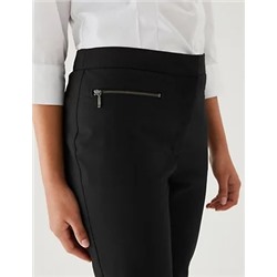 Girls' Super Skinny Zip School Trousers (2-18 Yrs)