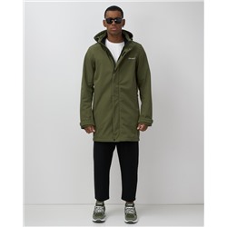 Парка спортивная мужская с капюшоном softshell цвета хаки 9565Kh