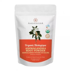 Порошок корня Ашваганды (200 г), Organic Ashwagandha Root Powder, произв. Aarshaveda