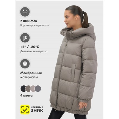 Куртка женская зимняя на резинке большого размера коричневого цвета 7619K