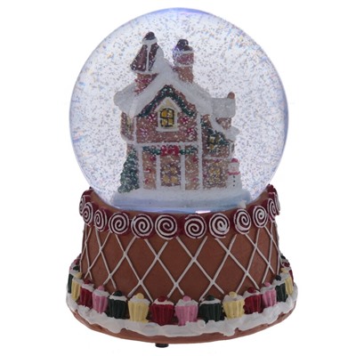 GAEM Фигурка декор в стекл шаре "Пряник" (подсв, муз, вьюга, AAAх3 н/п), D 9.5 см, L10,5 W10,5 H15 см