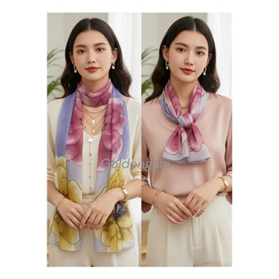 Шарф шифоновый с цветочным рисунком 3D Арт М52/4