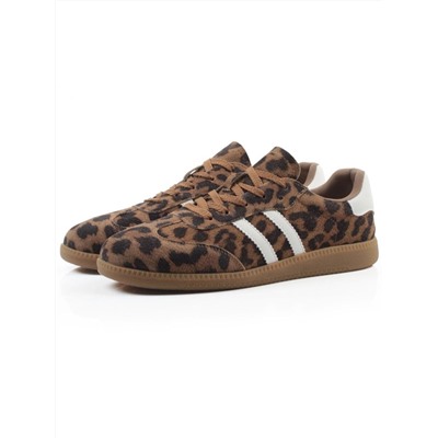 03-270-6PC LT. BROWN/LEOPARD Кеды женские (натуральная кожа)