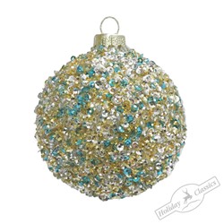 Шар "Искорки" сине-золотой  (стекло) 8 см