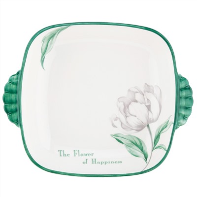 "Зе Флауэр оф Хепинис (The Flower of Happiness)" Блюдо фарфоровое 225х182х40мм, с ручками, с деколью, отводка (Китай)