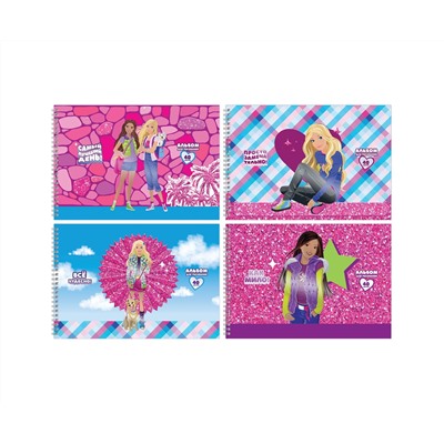 Альбом для рисования 40л., А4, на гребне BG "Barbie Style", выб. лак, блестки