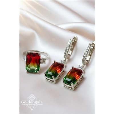 Ювелирный набор бижутерии с родиевым покрытием с кольцом18 Н4/4