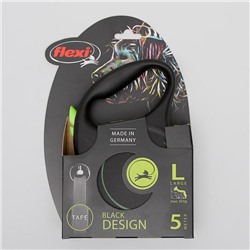 Рулетка Flexi Black Design L (до 50 кг) 5 м лента, черный/зеленый