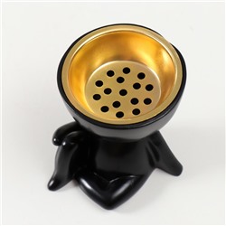 Курильница для благовоний, подставка для конусов «Человечек сидит», полистоун, чёрный, 6.7×6×6.8 см