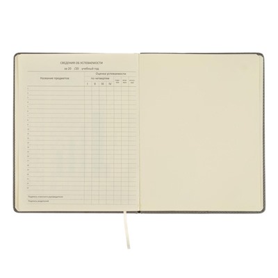 Дневник школьный для 1-11 классов Grey, твёрдая обложка, искусственная кожа, резинка, ляссе, тонированный блок, 48 листов