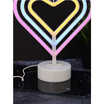 Неоновый LED ночник настольный "Native hearts", свечение mix (28*23 см)