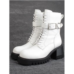 01- GZ6115-G71-N101 WHITE Ботинки демисезонные женские (натуральная кожа)