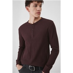 Longsleeve męski z fakturą kolor bordowy