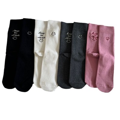Japanese fashionable cotton knee socks, with embroidery, mid-length, western style, internet celebrity