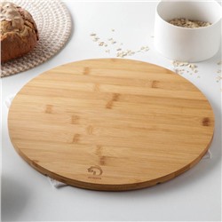 Доска для подачи пиццы Доляна, d=32 см, в комплекте с ножом, бамбук, нержавеющая сталь