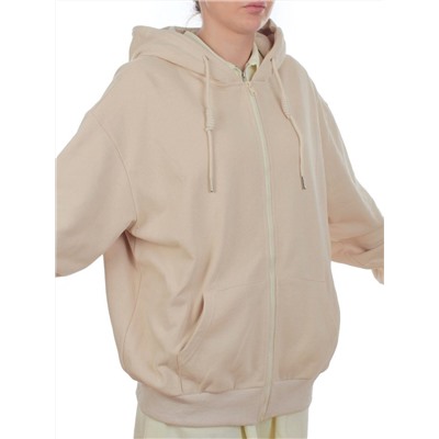 3265 BEIGE Худи на молнии женское (95% хлопок, 5% эластан)