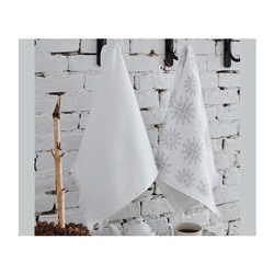 Махровые Кухонные Полотенца с Вышивкой 45x65 см 2 шт/уп Snowy Gri Çay Havlusu 45x65cm - EcoCotton