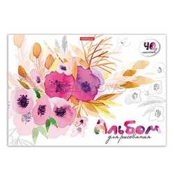 Альбом для рисования 40 л. "Нежный букет" А4, на клею
